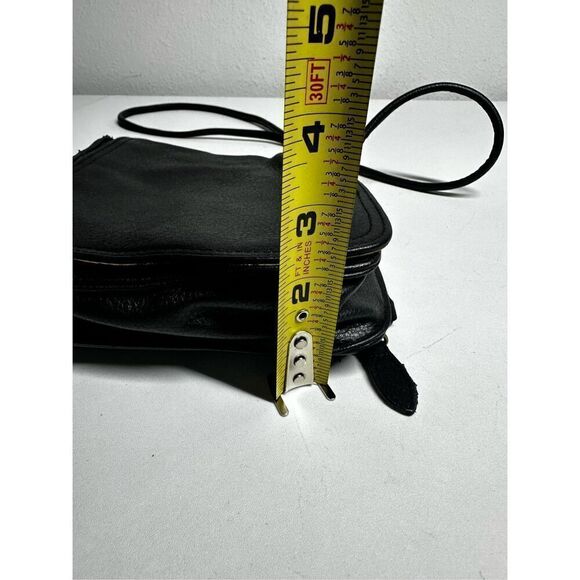 Unisex Faux Leather Black Crossbody Bag with Card Slots Plaid Lined - Picture 9 of 14